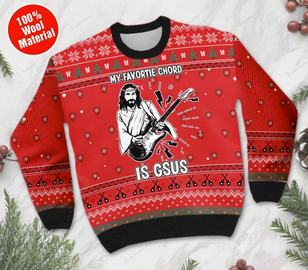 Inktee Store - My Favorite Chord Is Gsus Ugly Christmas Sweater Image