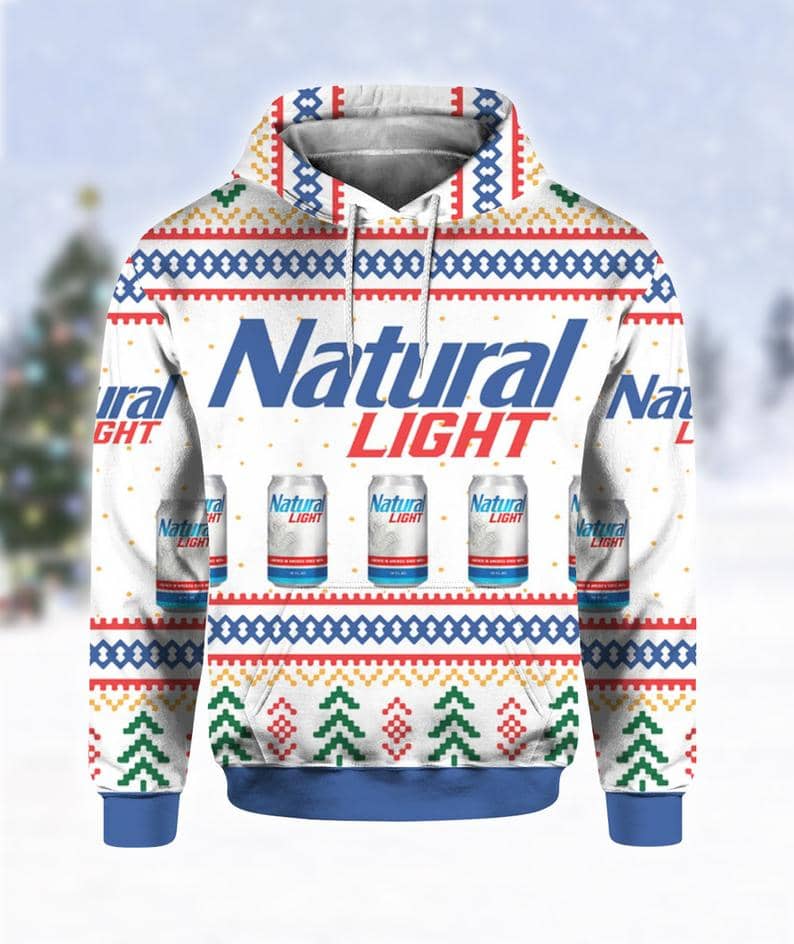 Natural Light Can Beer Print Ugly Hoodie 3D