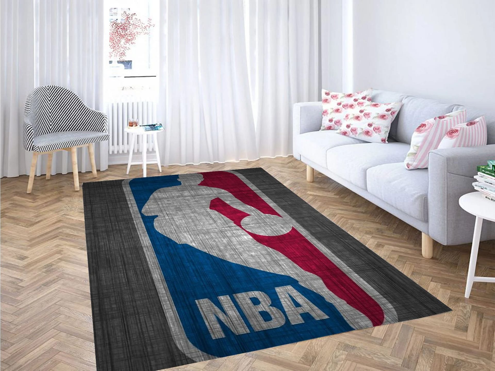 Nba Logo Textured Carpet Rug