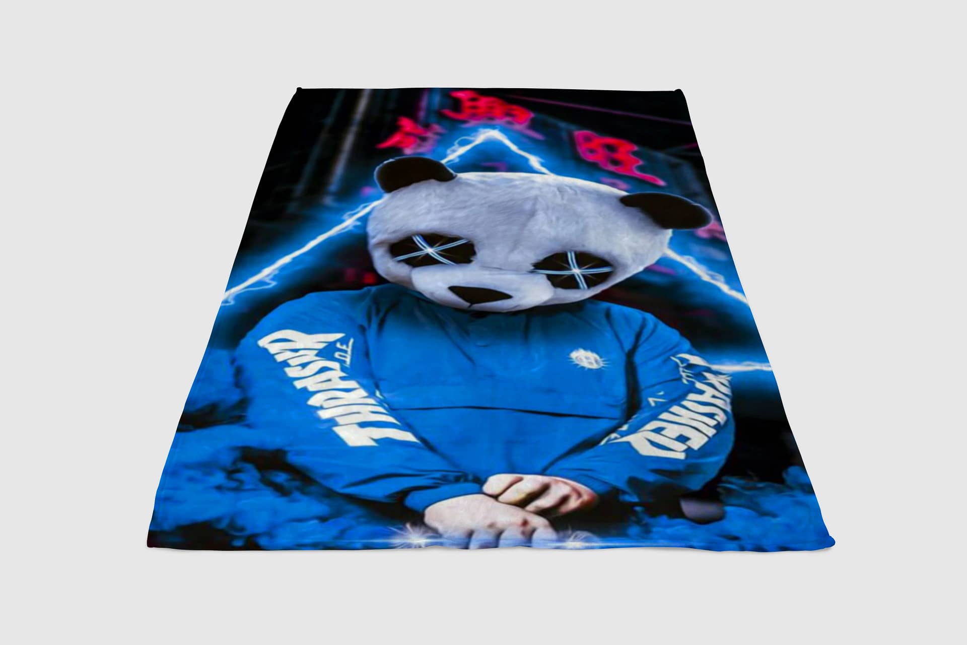 Neon Panda Fleece Blanket