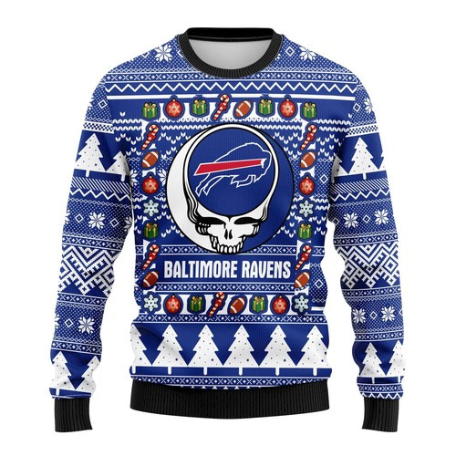 Nfl Buffalo Bills Grateful Dead Christmas Ugly Sweater