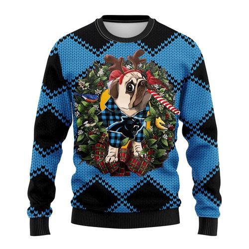 Nfl Carolina Panthers Pug Dog Christmas Ugly Sweater