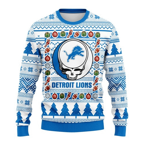 Nfl Detroit Lions Grateful Dead Christmas Ugly Sweater