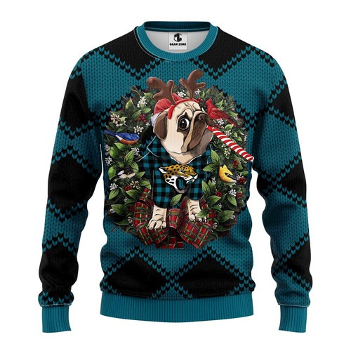 Nfl Jacksonville Jaguars Pug Dog Christmas Ugly Sweater