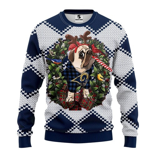 Nfl Los Angeles Rams Pug Dog Christmas Ugly Sweater