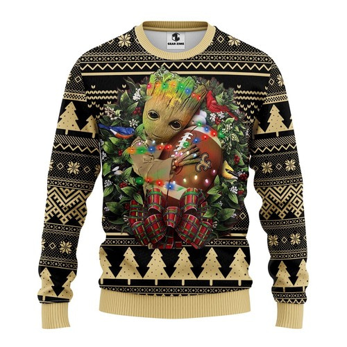 Nfl New Orleans Saints Groot Hug Christmas Ugly Sweater