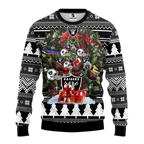 Nfl Oakland Raiders Tree Christmas Ugly Sweater