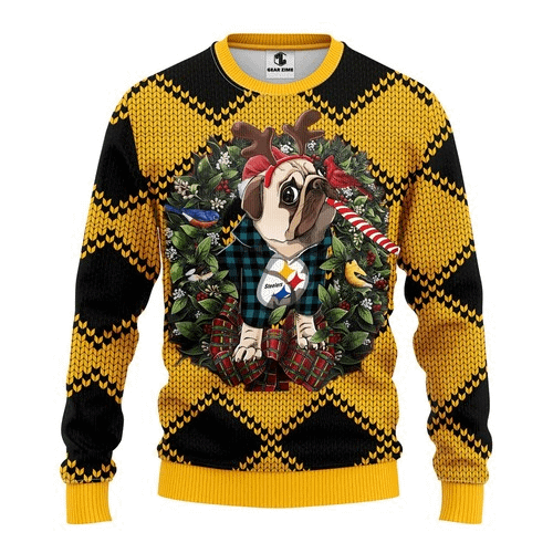 Nfl Pittsburgh Steelers Pug Dog Christmas Ugly Sweater