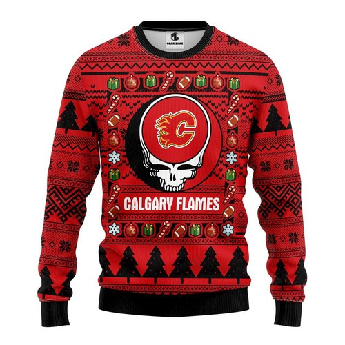 Nhl Calgary Flames Grateful Dead Christmas Ugly Sweater