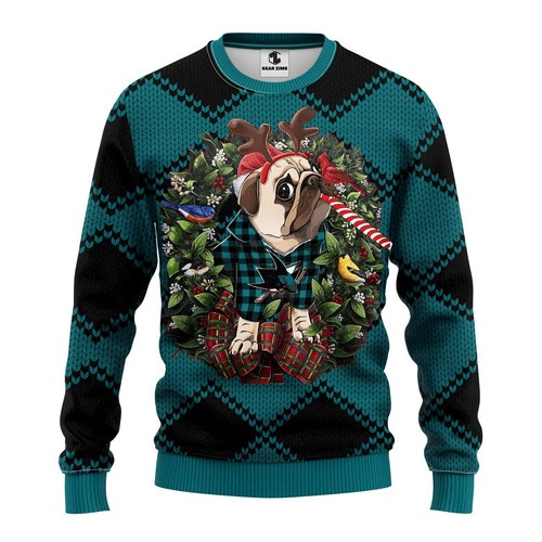 Nhl San Jose Sharks Pug Dog Christmas Ugly Sweater