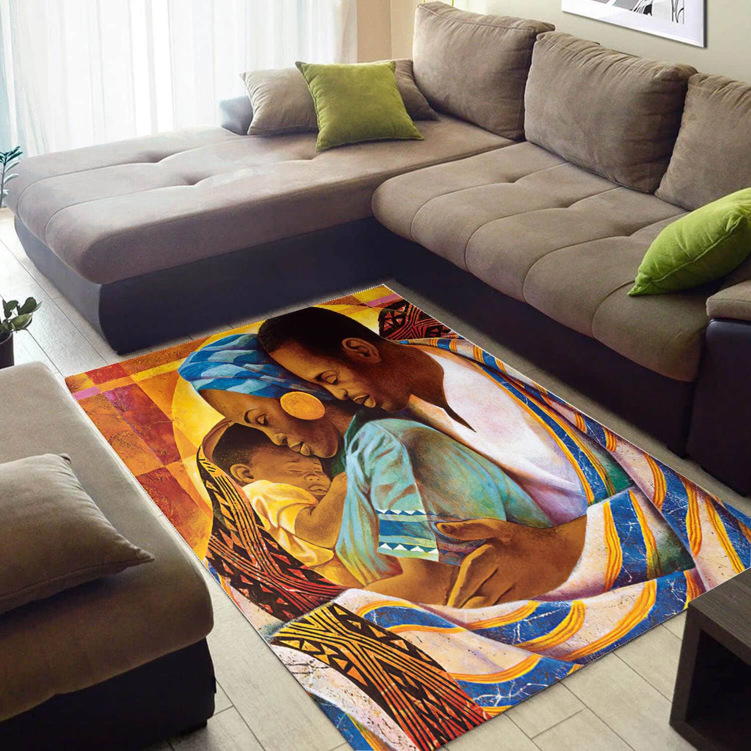 Nice African American Beautiful Black Art Lady Style Carpet Inspired Living Room Rug