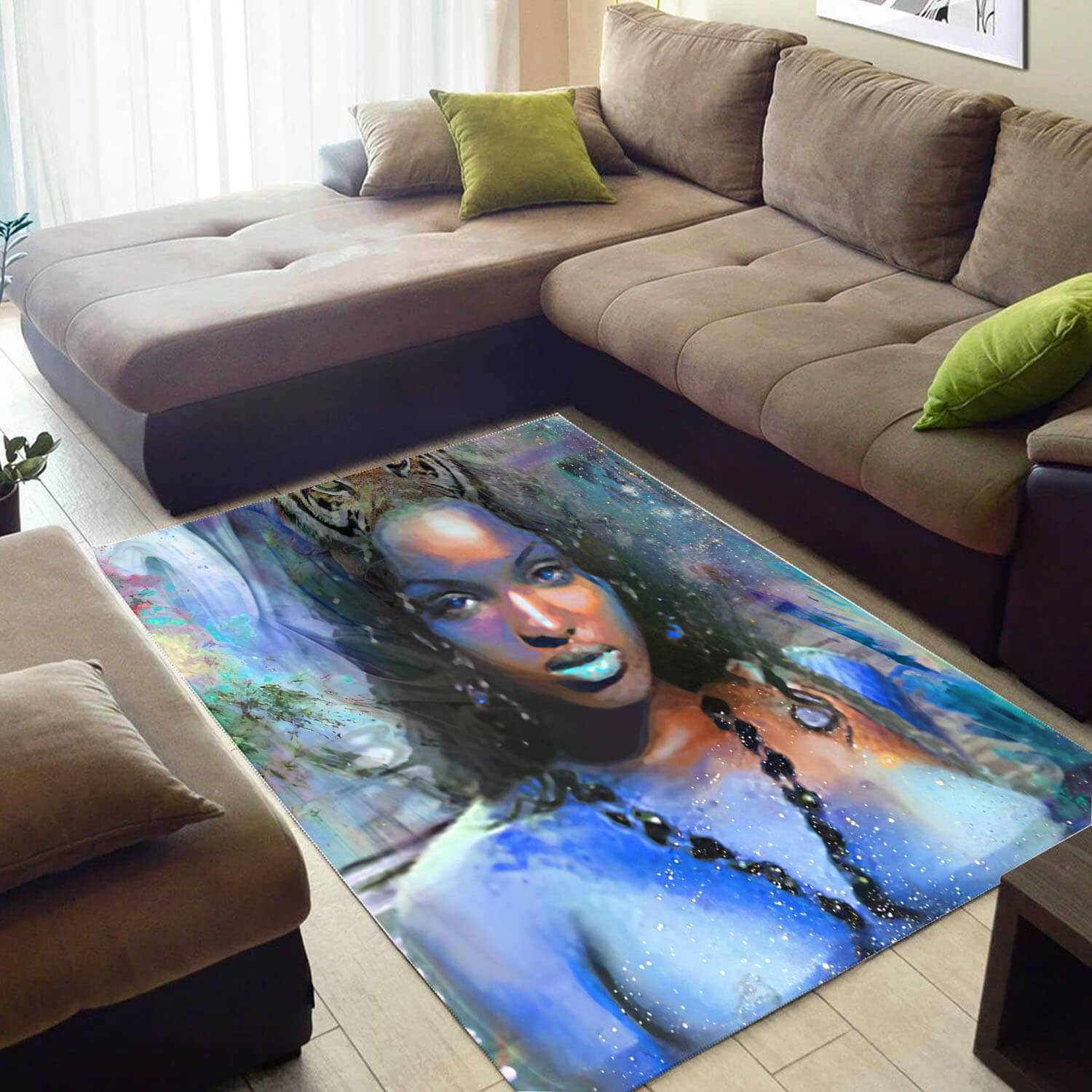 Nice African American Beautiful Print Afro Woman Large House Rug