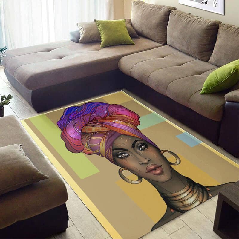 Nice African American Beautiful Themed Afro Girl Design Floor House Rug