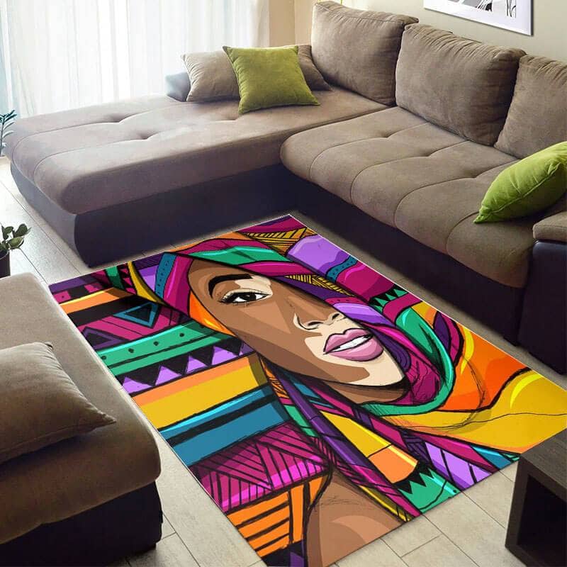 Nice African American Fancy Afrocentric Black Girl Large Inspired Home Rug