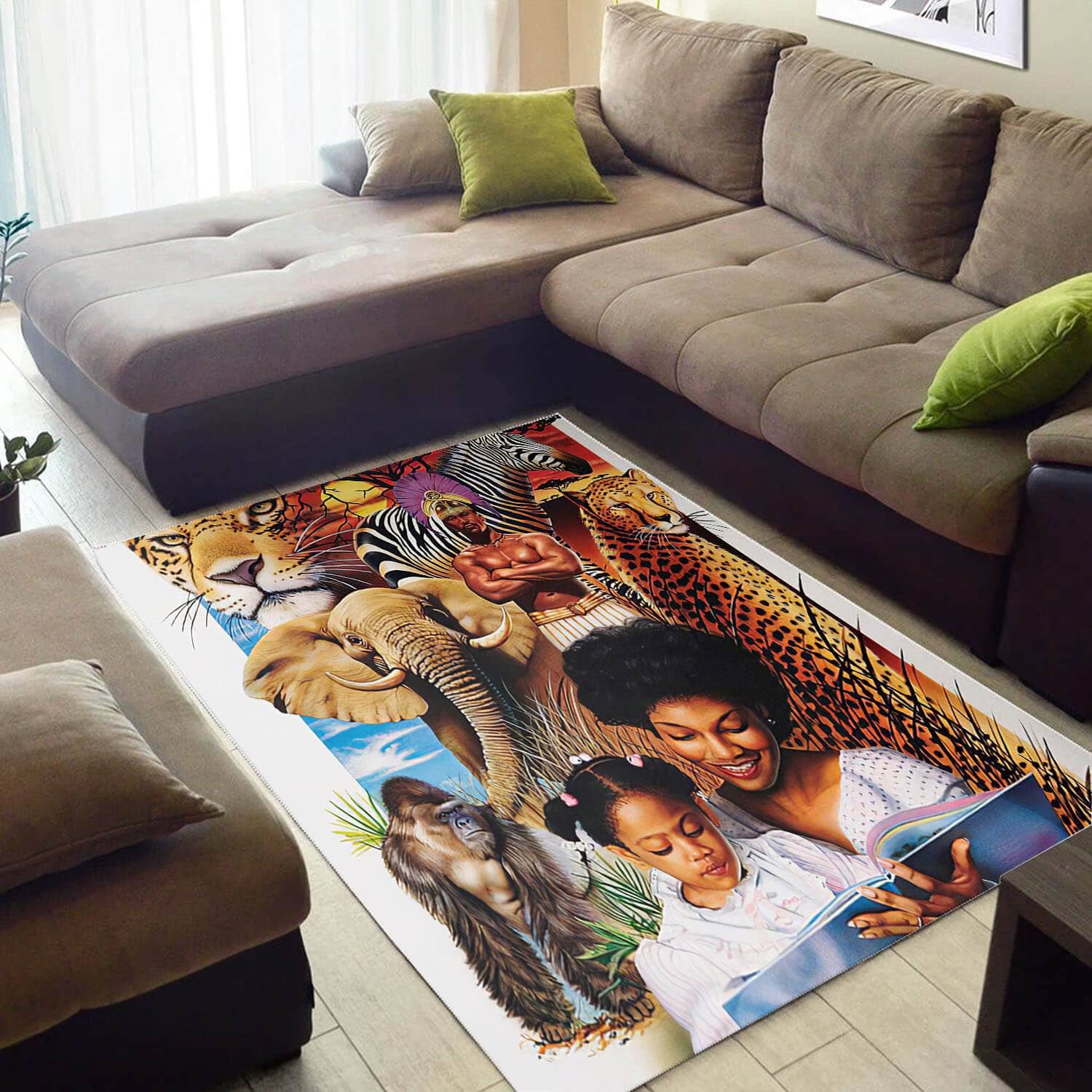 Nice African American Fancy Lady Style Area Inspired Living Room Rug