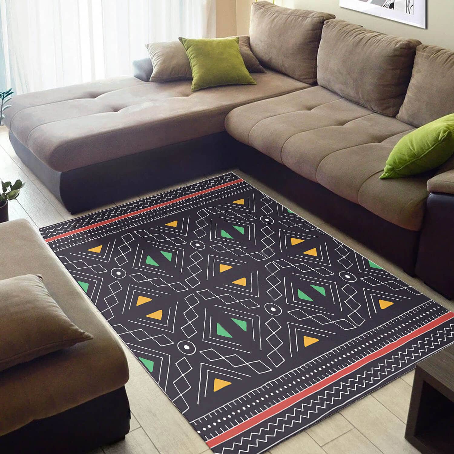 Nice African Cool Afro American Ethnic Seamless Pattern Themed Inspired Living Room Rug