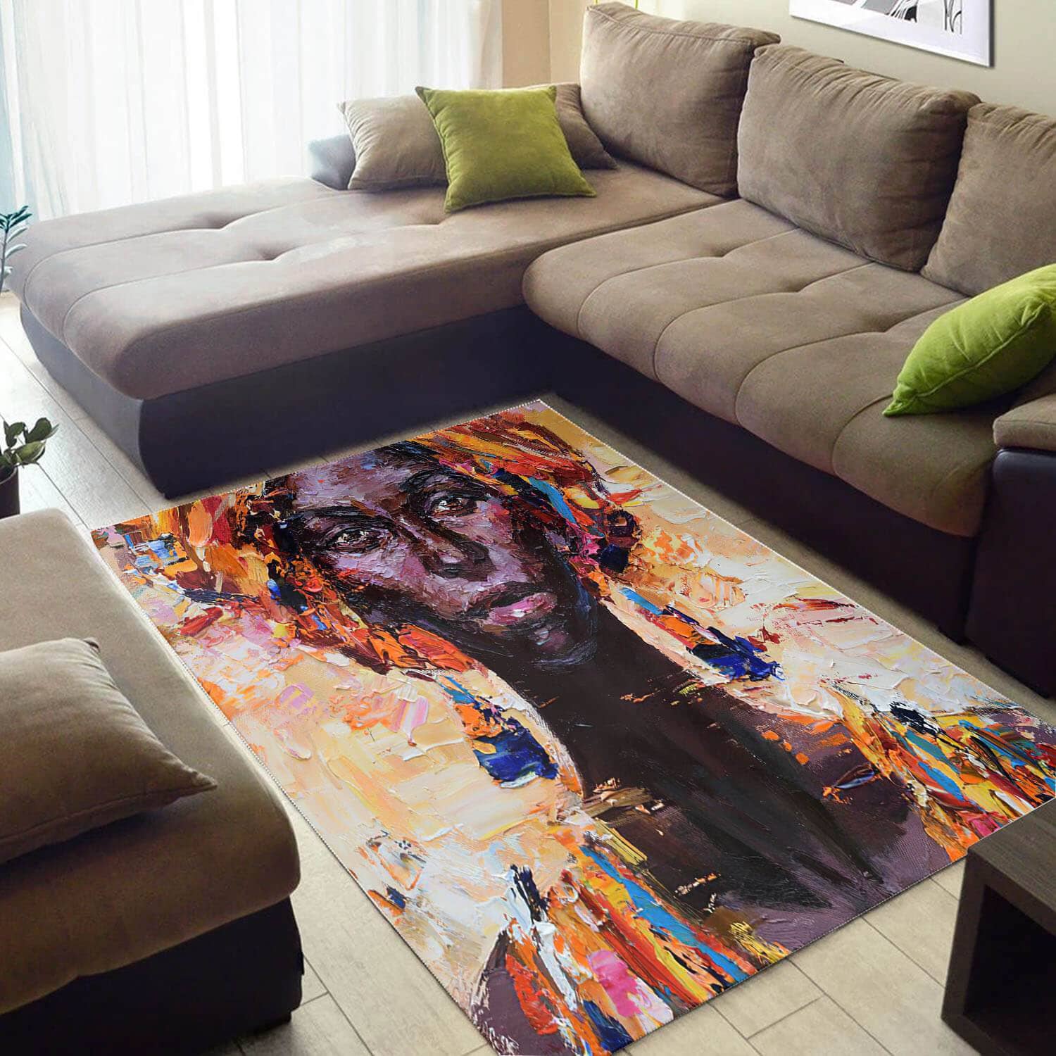 Nice African Pretty Afro American Lady Design Floor Carpet Living Room Rug