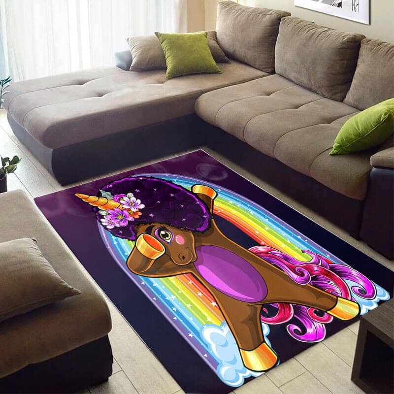 Nice African Style Beautiful Afrocentric Woman Unicorn Themed Carpet Inspired Living Room Rug
