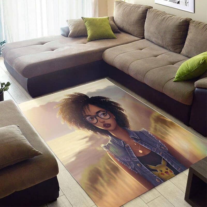 Nice African Style Cute Themed Black Girl Inspired Home Rug