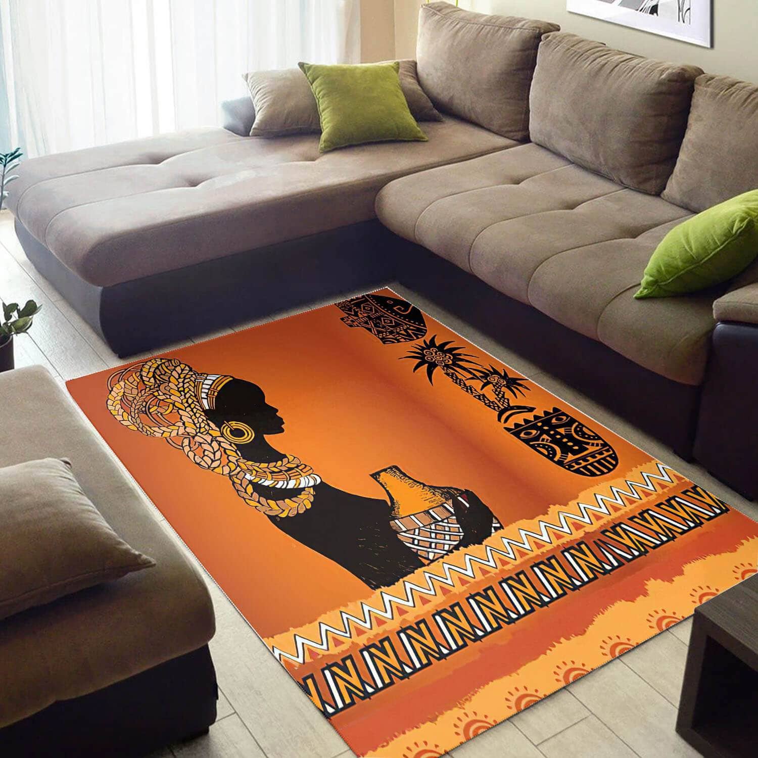 Nice African Style Fancy American Afro Woman Carpet Inspired Living Room Rug