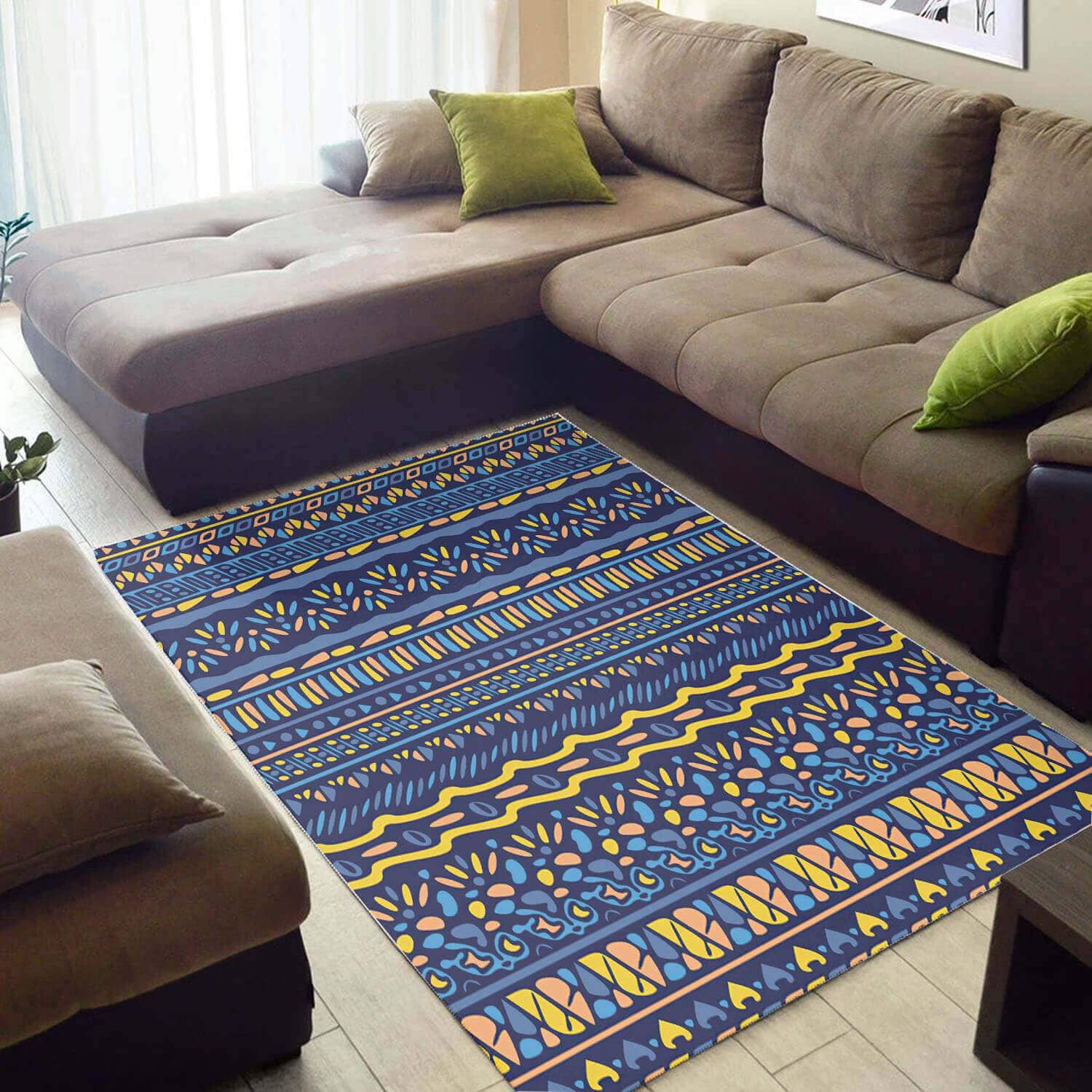 Nice African Style Graphic Afrocentric Art Carpet Inspired Living Room Rug