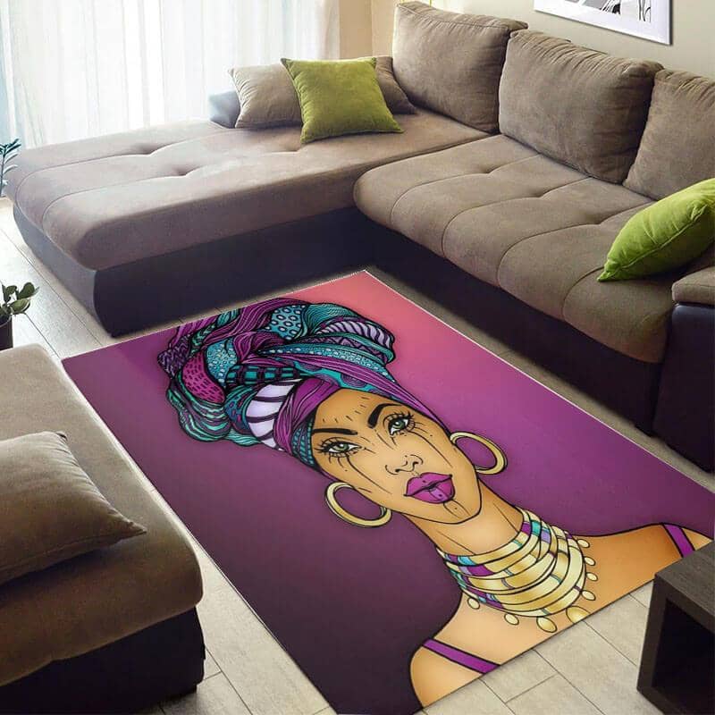Nice African Style Pretty American Afro Girl Large Carpet Room Rug