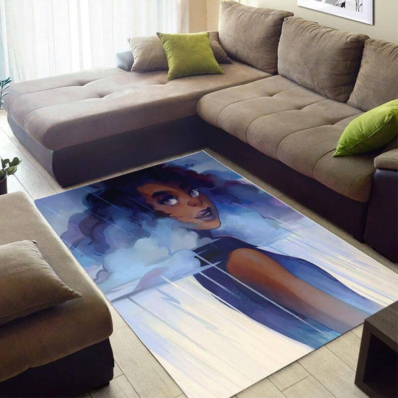 Nice African Style Pretty American Black Art Melanin Woman Design Floor Carpet Inspired Living Room Rug