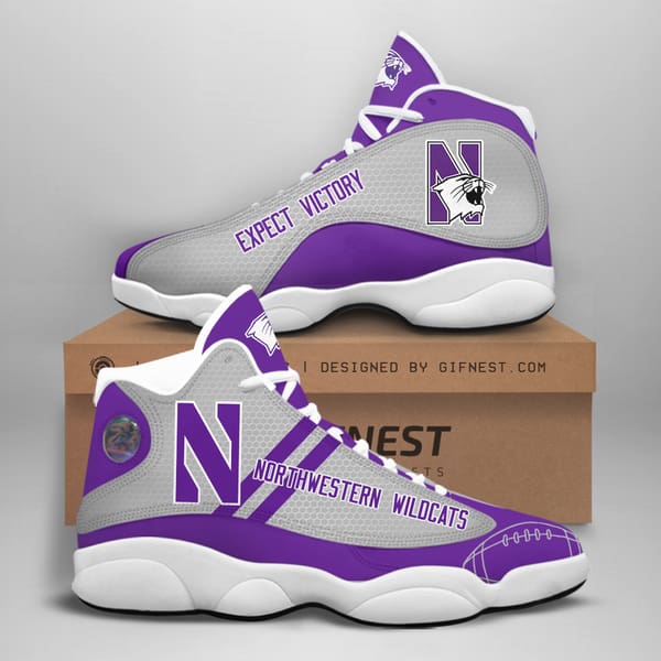 Northwestern Wildcats Custom No107 Air Jordan Shoes