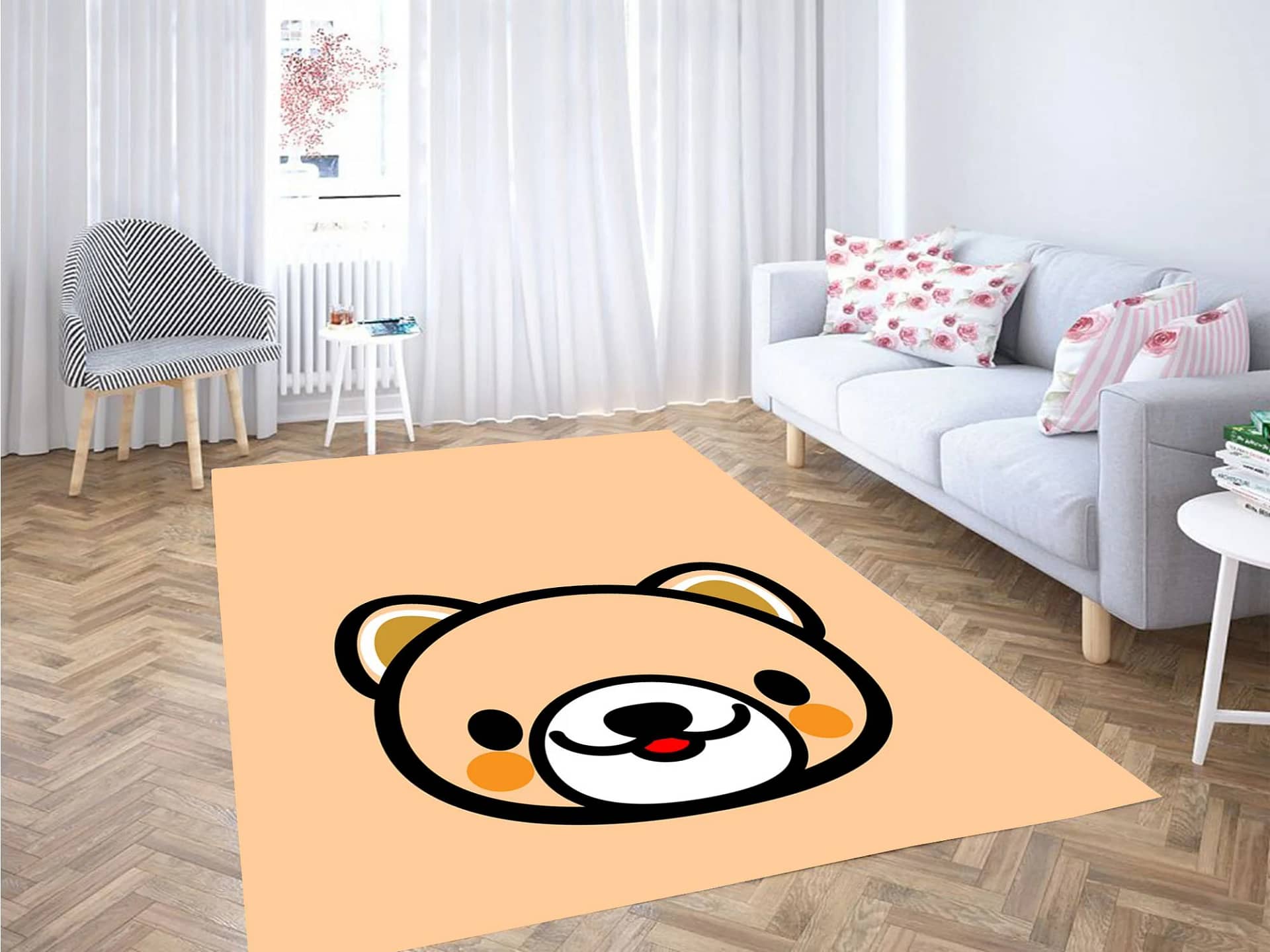 Outline Panda Art Cartoon Carpet Rug