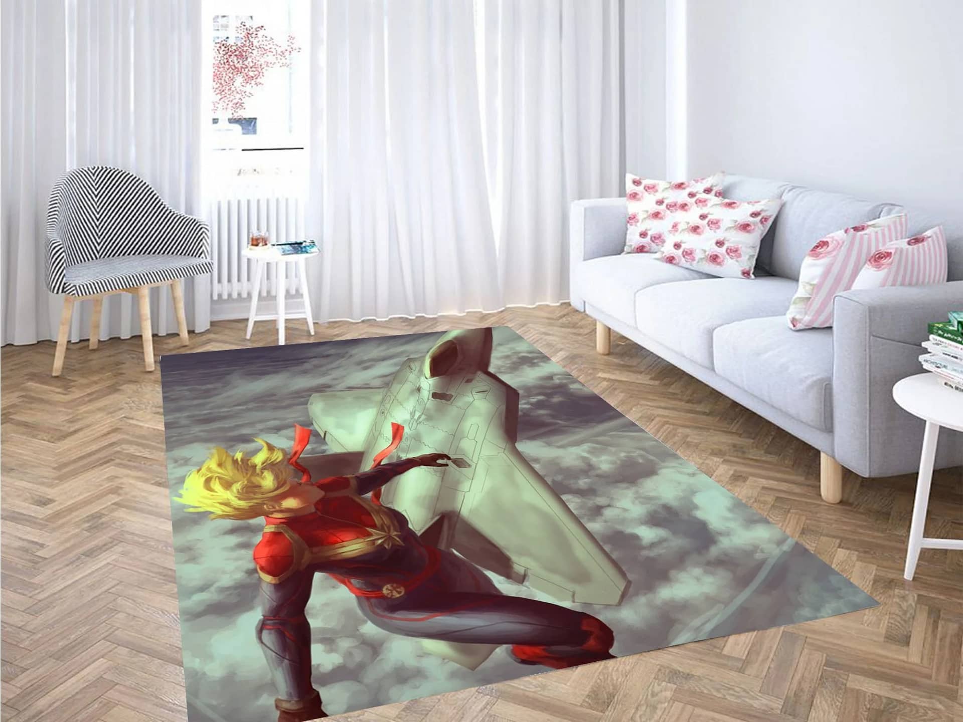 Painting Captain Marvel Carpet Rug