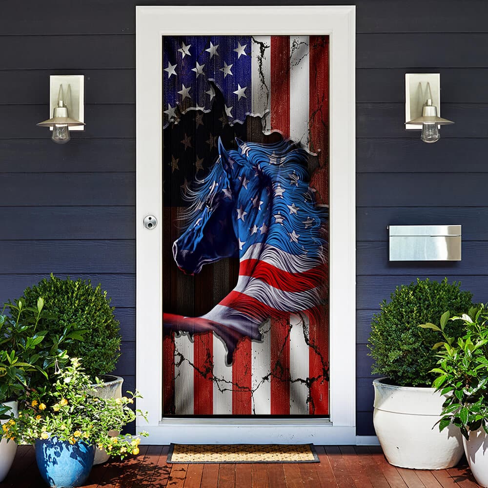 Inktee Store - Patriotic American Horse Door Cover Image