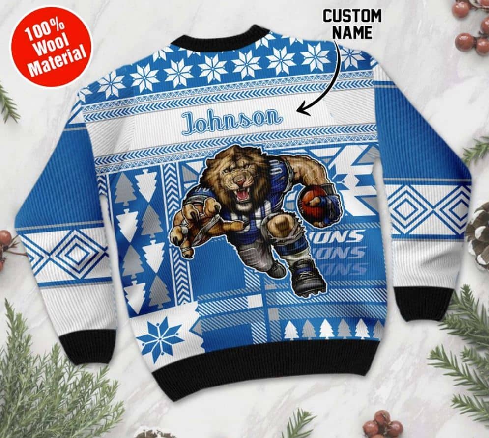Inktee Store - Personalized Detroit Lions Ugly Christmas Sweater Image