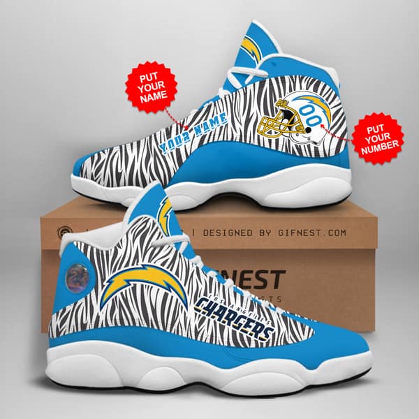 Personalized Los Angeles Chargers Custom No210 Air Jordan Shoes