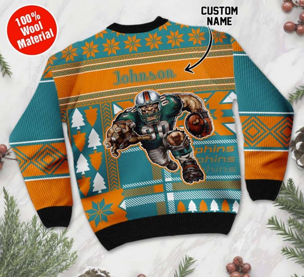 Inktee Store - Personalized Miami Dolphins Ugly Christmas Sweater Image