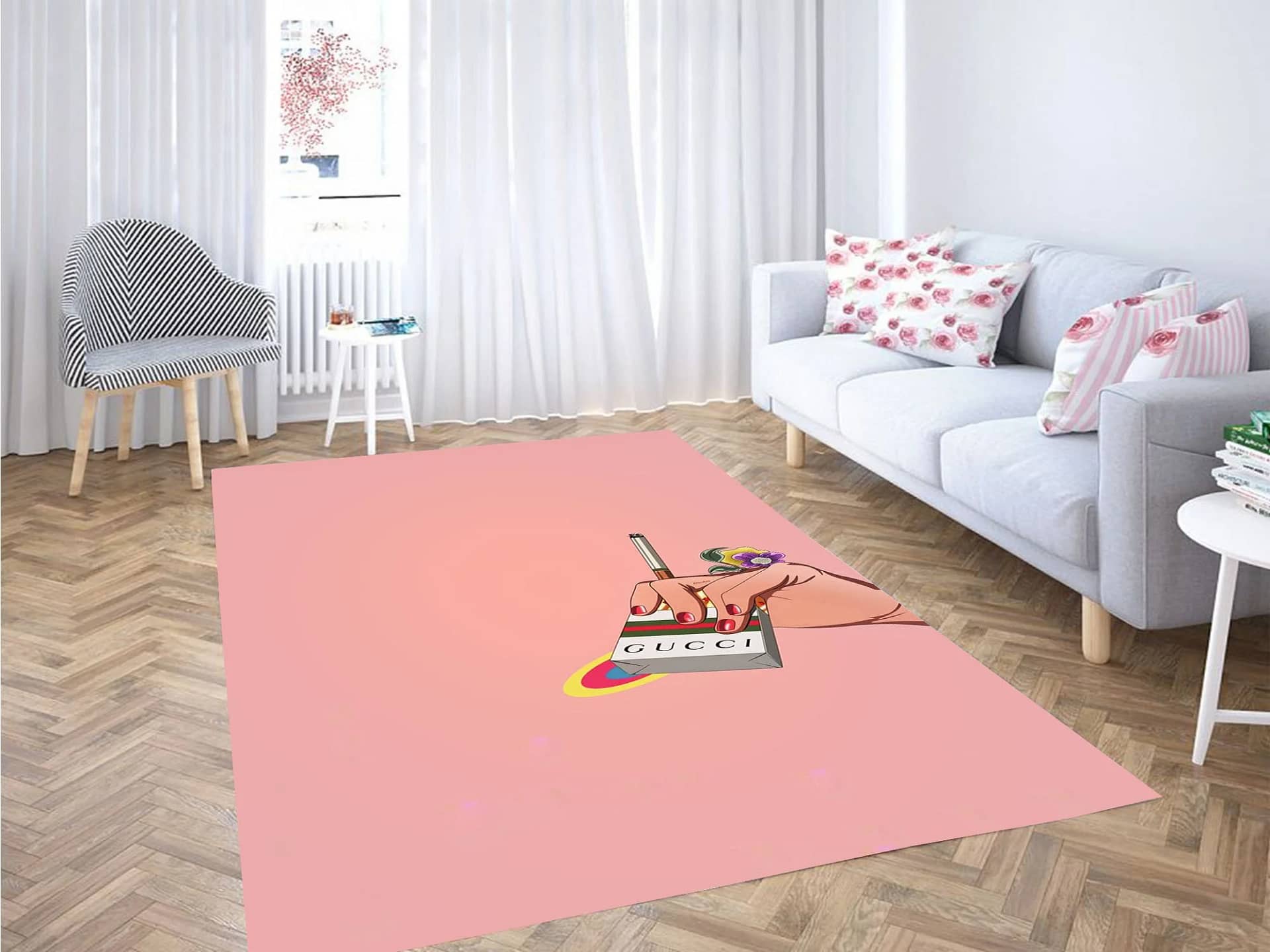 Pink Wallpaper Carpet Rug