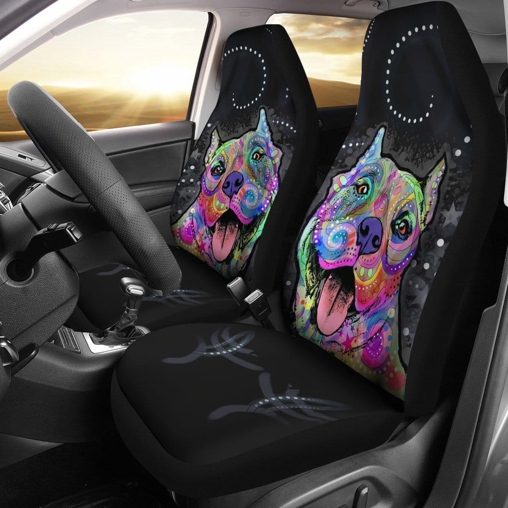 Pit Bull Colorful Painted Car Seat Covers
