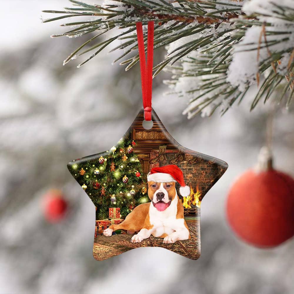 Pitbull Christmas Ceramic Heart Ornament Personalized Gifts