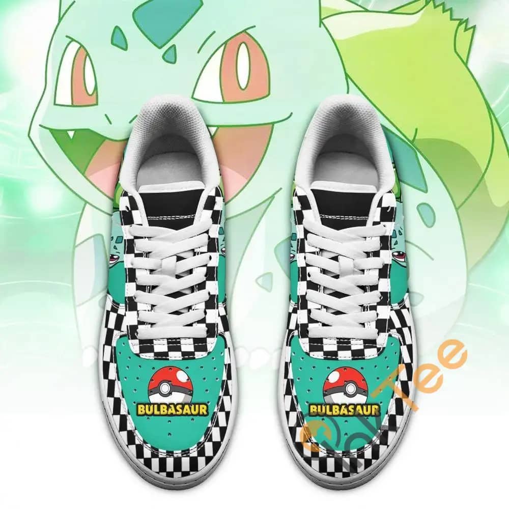 Poke Bulbasaur Checkerboard Custom Pokemon Amazon Nike Air Force Shoes