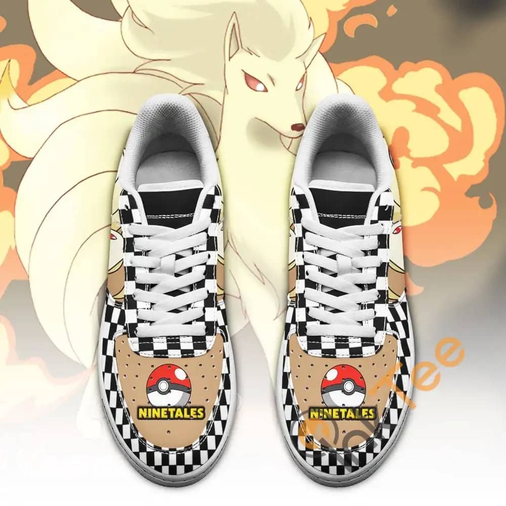 Poke Ninetales Checkerboard Custom Pokemon Amazon Nike Air Force Shoes