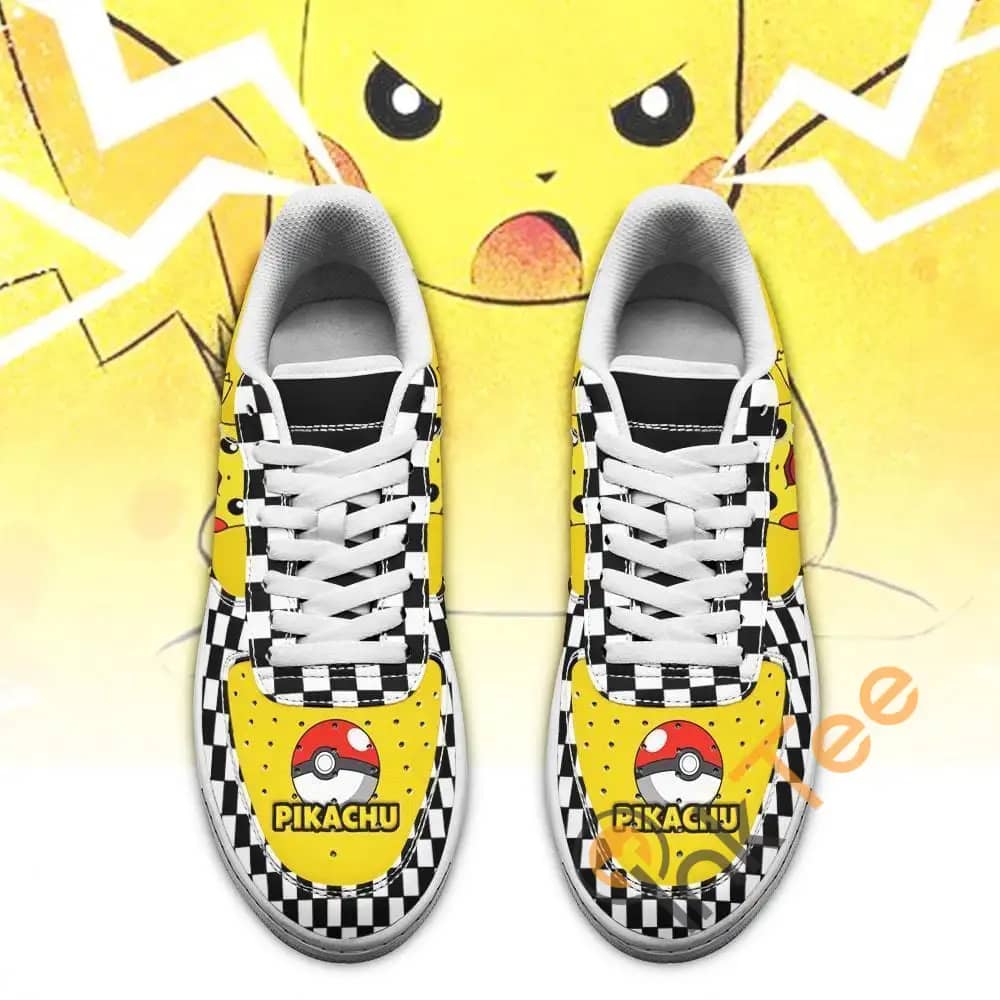 Poke Pikachu Checkerboard Custom Pokemon Amazon Nike Air Force Shoes