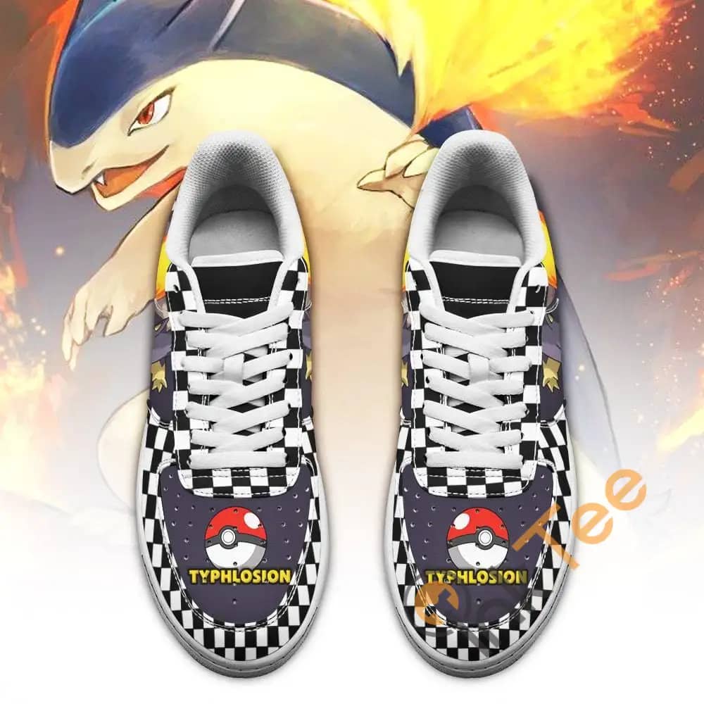 Poke Typhlosion Checkerboard Custom Pokemon Amazon Nike Air Force Shoes