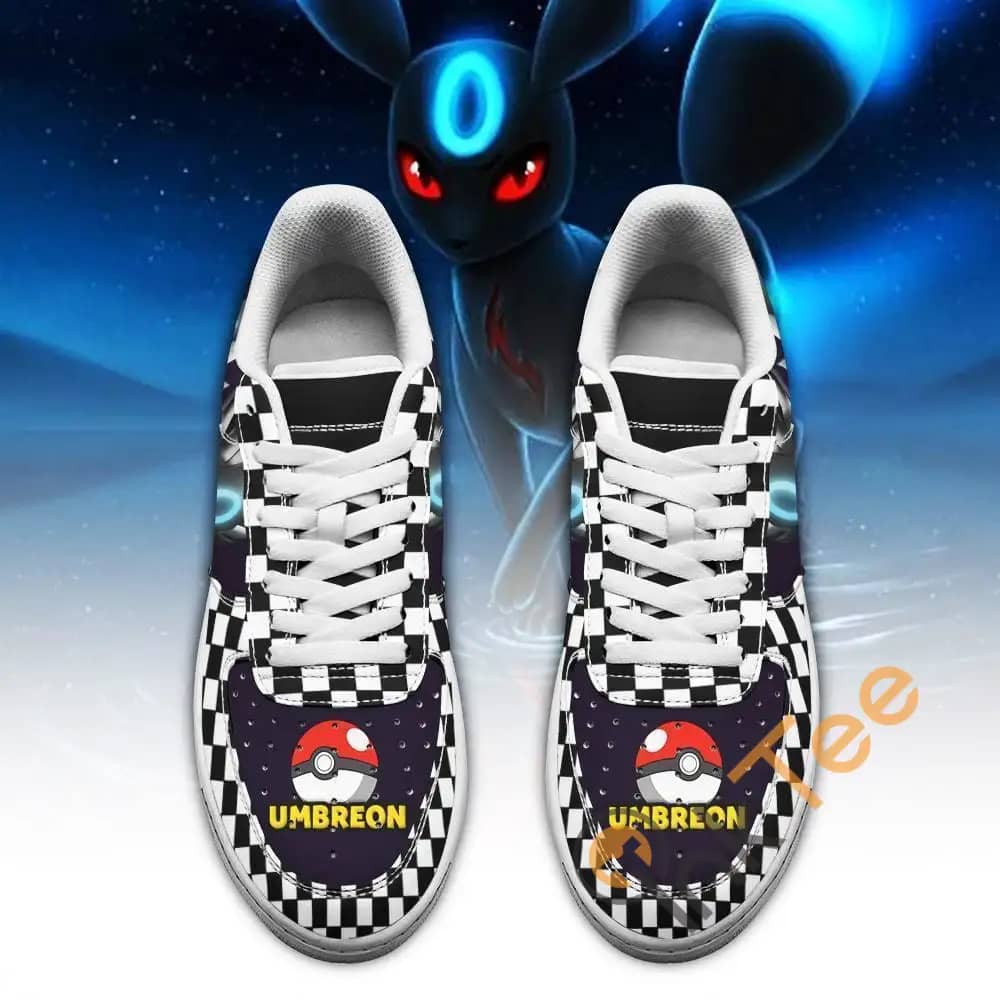 Poke Umbreon Checkerboard Custom Pokemon Amazon Nike Air Force Shoes