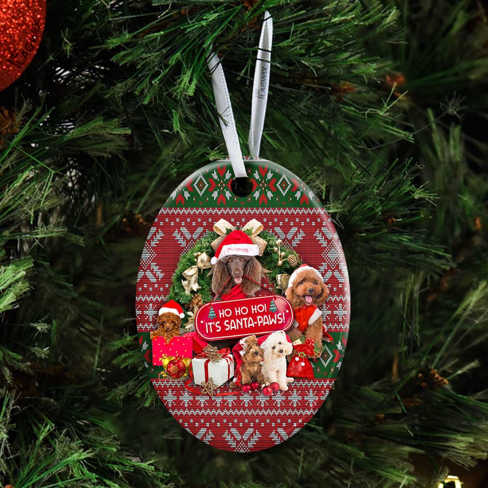 Poodle Ho Ho Ho It�S Santa Paws Ceramic Star Ornament Personalized Gifts