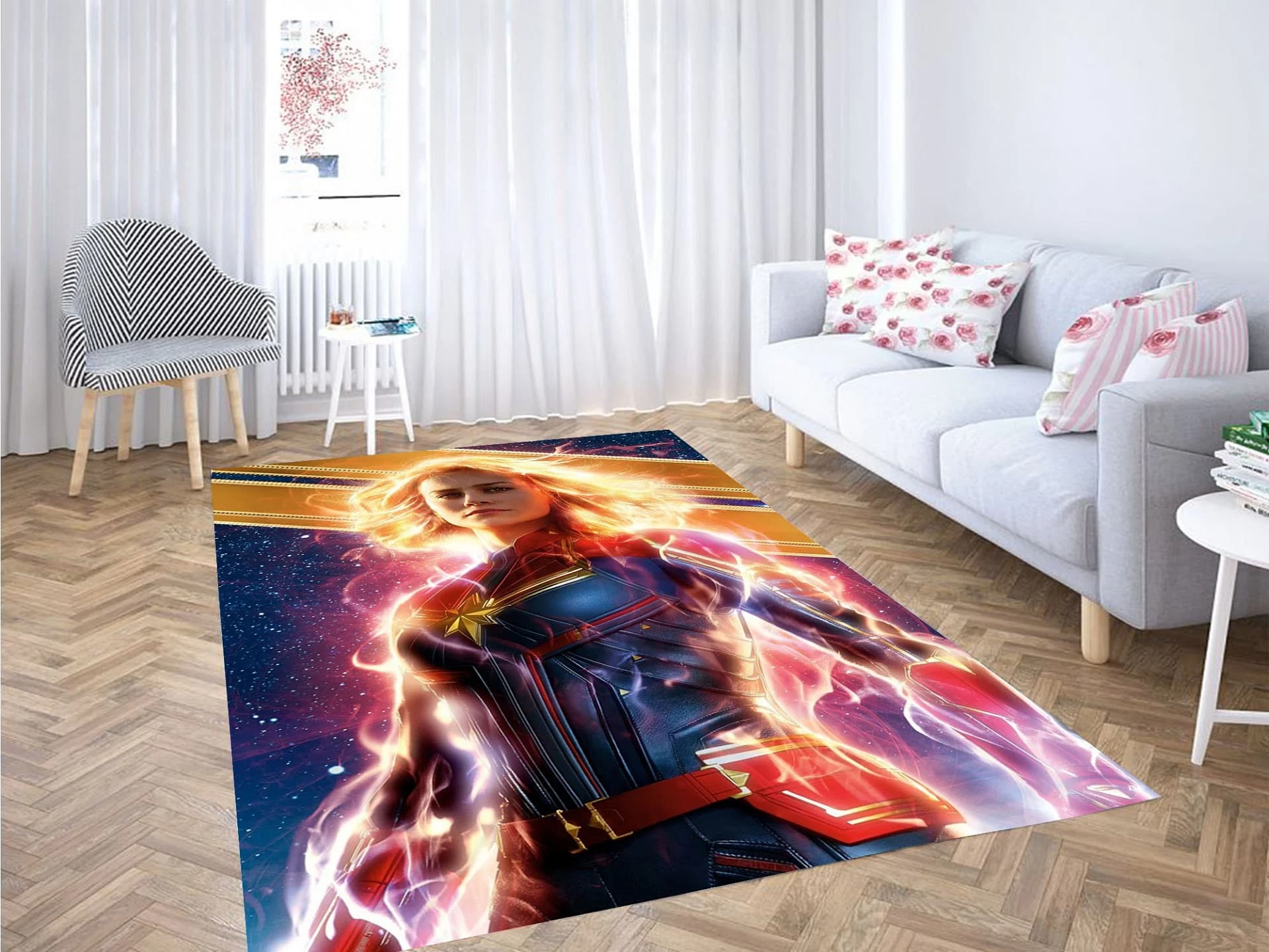Powerful Captain Marvel Carpet Rug