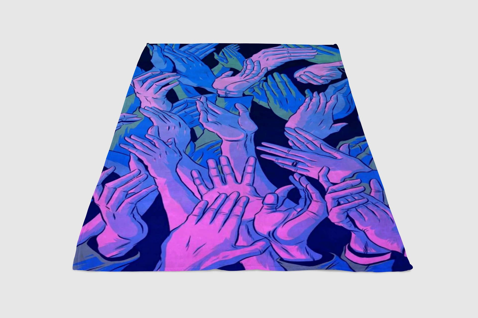 Purple And Blue Hands Fleece Blanket