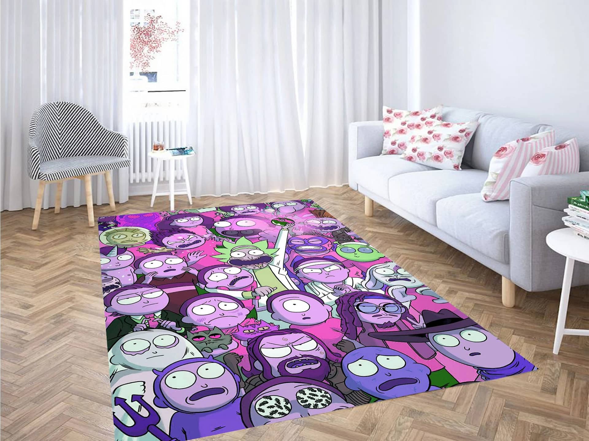 Purple Rick And Morty Character Carpet Rug
