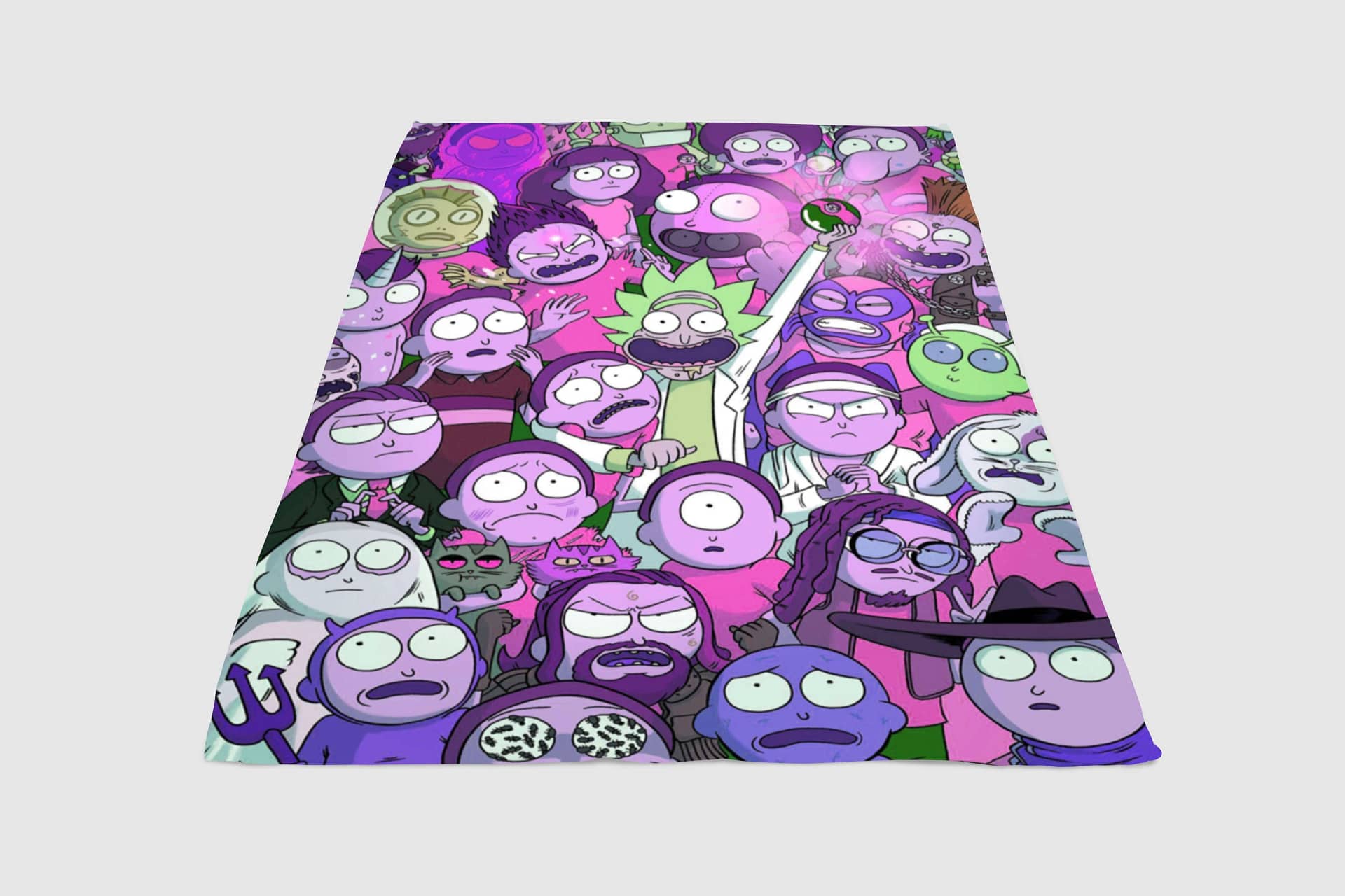 Purple Rick And Morty Character Fleece Blanket