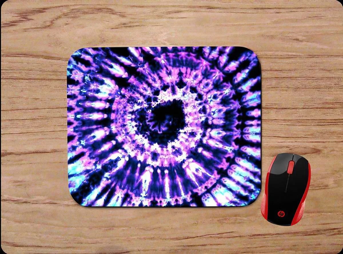Purple Tie Dye Swirl Trippy Hippie Art Supplies Friend Mouse Pads