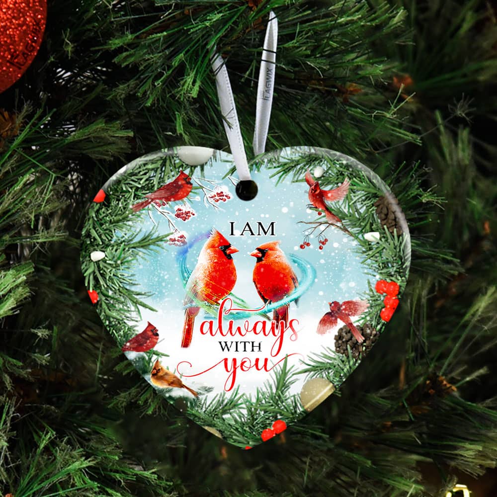 Red Cardinal I Am Always With You Ceramic Oval Ornament Personalized Gifts
