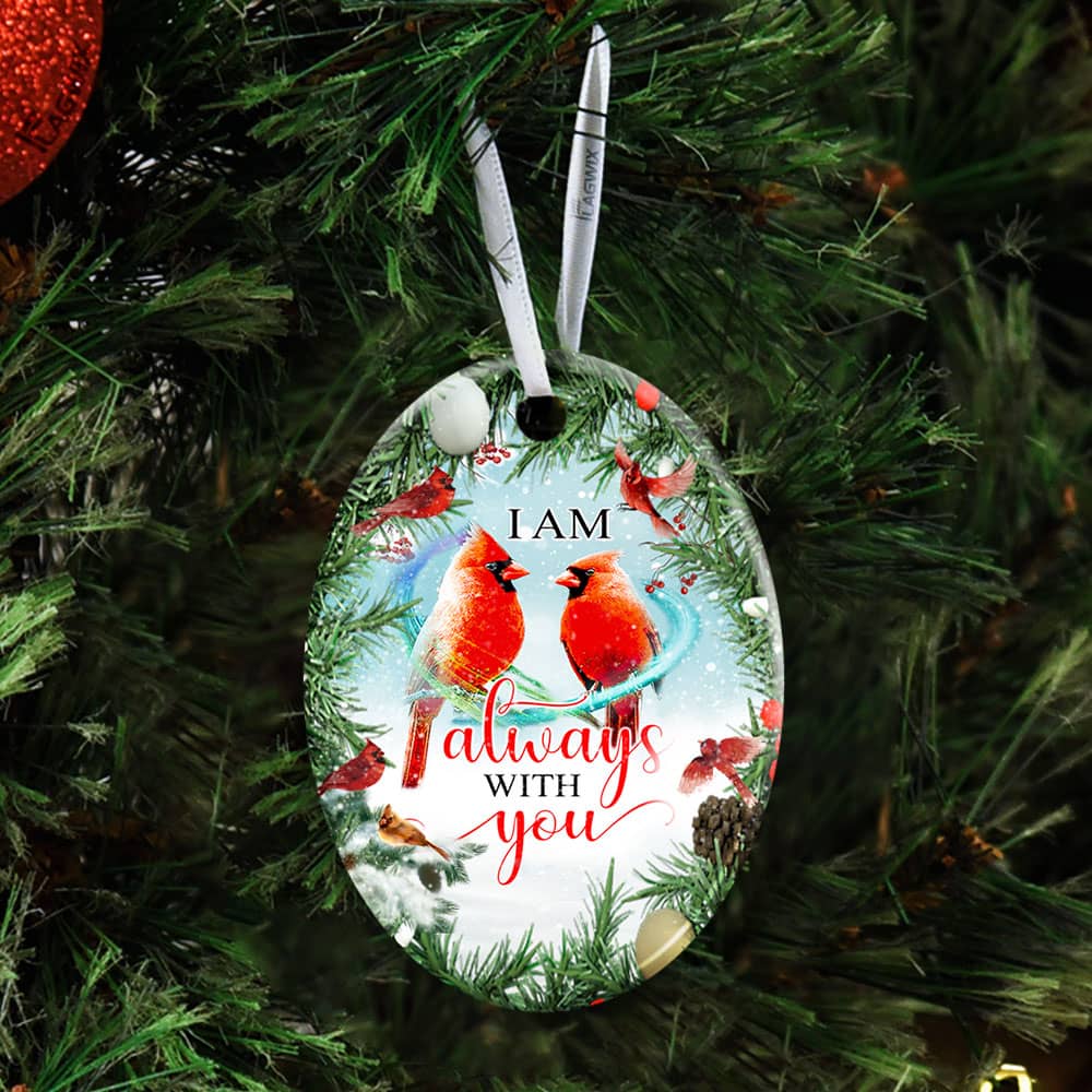 Red Cardinal I Am Always With You Ceramic Star Ornament Personalized Gifts